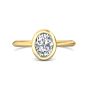 Oval Cut Bezel Setting Diamond Engagement Ring In a Plain Knife Edge Band-18K Yellow