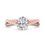 Oval Cut Cross over Double Band Pave Setting Diamond Engagement Ring 4 Claw Setting-18K Rose