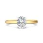 Oval Shape Cut Solitaire Diamond Engagement Ring 5 Claw Setting In a Plain Half Round Shape Band-18K Yellow