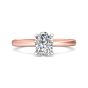 Oval Shape Cut Solitaire Diamond Engagement Ring 5 Claw Setting In a Plain Half Round Shape Band-18K Rose