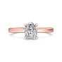 Oval Shape Cut Solitaire Diamond Engagement Ring 5 Claw Setting In a Plain Half Round Shape Band-18K Rose