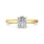 Oval Shape Cut Solitaire Diamond Engagement Ring 5 Claw Setting In a Plain Half Round Shape Band-18K Yellow