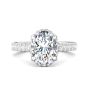 DG & Co. Signature Oval Cut Halo Diamond Engagement Ring 4 Claw Setting Pave Setting Side Stone -Platinum