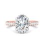 DG & Co. Signature Oval Cut Halo Diamond Engagement Ring 4 Claw Setting Pave Setting Side Stone -18K Rose