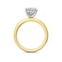  Oval Cut Two-Tone White and Yellow Gold Hidden Halo Diamond Engagement Ring Four Claw Setting 