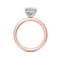  Solitaire Hidden Halo Oval Cut Diamond Engagement Ring Four Claw Setting In Two Tone 18K White and Rose