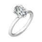 Oval Cut Solitaire Hidden Halo Diamond Engagement Four Prong Setting Ring In 18K White Gold 