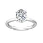 Oval Cut Solitaire Hidden Halo Diamond Engagement Four Prong Setting Ring In 18K White Gold 