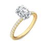 Two Tone Oval Cut Diamond Engagement Ring Pave Setting Side stone In 18K White And Yellow Gold 