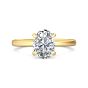 Hidden Halo Diamond Engagement Ring Four Prong Setting In 18K Yellow Gold