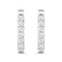 Oval Shape Hinged Hoop Diamond Earrings Share Prong Scallop Set Diamonds In 18K White Gold