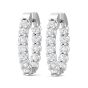 Oval Shape Hinged Hoop Diamond Earrings Share Prong Scallop Set Diamonds In 18K White Gold