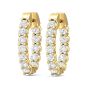 Hoop Diamond Earrings Oval Shape Share Prong In And Out Setting In 18K Yellow Gold 