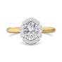 Claw Set Oval Cut Diamond Halo Engagement Ring with Plain Band -18K Yellow