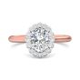 Claw Set Oval Cut Diamond Halo Engagement Ring with Plain Band -18K Rose