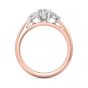 Trilogy Oval Cut Centre Stone Diamond Engagement Ring Side Stones Round Cut 3 Claw Setting-18K Rose