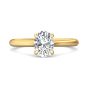 Oval Cut Solitaire Diamond Engagement Ring 4 Claw Setting In a Plain Band -18K Yellow