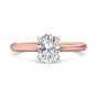 Oval Cut Solitaire Diamond Engagement Ring 4 Claw Setting In a Plain Band -18K Rose