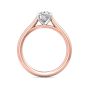 Oval Cut Solitaire Diamond Engagement Ring 4 Claw Setting In a Plain Band -18K Rose