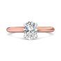 Oval Cut Solitaire Diamond Engagement Ring 4 Claw Setting In a Plain Band -18K Rose