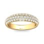 Wide Diamond Wedding Band 3 Row Pave Setting In 18K Yellow Gold 