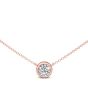 Solitaire Diamond Necklace Bezel Setting Adjustable Chain In 18K Rose Gold 