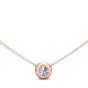 Solitaire Diamond Necklace Bezel Setting Adjustable Chain In 18K Rose Gold 