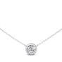 1.00CT Lab Grown Full Bezel Solitaire Diamond Pendant adjustable chain In 18K White Gold