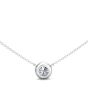 1.00CT Lab Grown Full Bezel Solitaire Diamond Pendant adjustable chain In 18K White Gold