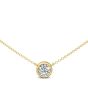 Bezel Setting Diamond Solitaire Necklace Adjustable Chain In 18K Yellow Gold