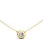 Bezel Setting Diamond Solitaire Necklace Adjustable Chain In 18K Yellow Gold