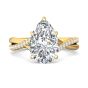 Pear Shape Cross over Double Band Pave Setting Diamond Ring 6 Claw Setting -18K Yellow