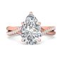 Pear Shape Cross over Double Band Pave Setting Diamond Ring 6 Claw Setting -18K Rose