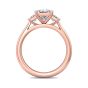 Trilogy 3 Stone 4 Claw Princess Cut Diamond Engagement Ring In a Plain Tapered band -18K Rose