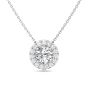 Diamond Halo Slider Pendant Four Claw Setting Centre Stone Pave Setting Side Stone In 18K White Gold 