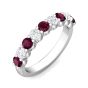 Alternating Ruby And Diamond Wedding Ring 4 Claw Setting In 18K White gold 