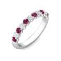 Ruby Diamond Wedding Band Share Claw Setting In 18K White Gold 