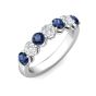 Four Stone Sapphire Diamond Women's Wedding Ring Share Prong Setting In 18K White Gold