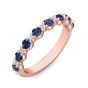 Sapphire And Diamond 18K Rose Gold Wedding Ring Share Prong Setting 