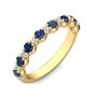 Sapphire Diamond Eternity Wedding Ring Share Prong Setting In 18K Yellow Gold 