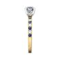 Round Cut 4 Claw Setting Diamond Sapphire Engagement Ring Pave Setting Side Stones -18K Yellow