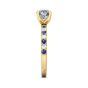 Round Cut 4 Claw Setting Diamond Sapphire Engagement Ring Pave Setting Side Stones -18K Yellow