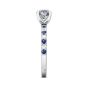 Round Cut 4 Claw Setting Diamond Sapphire Engagement Ring Pave Setting Side Stones -Platinum