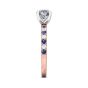 Round Cut 4 Claw Setting Diamond Sapphire Engagement Ring Pave Setting Side Stones -18K Rose