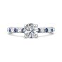 Round Cut 4 Claw Setting Diamond Sapphire Engagement Ring Pave Setting Side Stones -Platinum