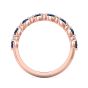 Sapphire And Diamond 18K Rose Gold Wedding Ring Share Prong Setting 