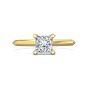 Princess Cut Solitaire Diamond Engagement Ring 4 Claw Setting Knife Edge Band -18K Yellow