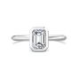 Bezel Set Emerald  Cut Diamond Engagement Ring In a Plain Knife Edge Band -Platinum