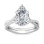 Pear Shape Cross over Double Band Pave Setting Diamond Ring 6 Claw Setting -Platinum