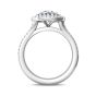 Double Halo Split Band Round Cut Diamond and Sapphire Engagement Ring Pave Setting -Platinum